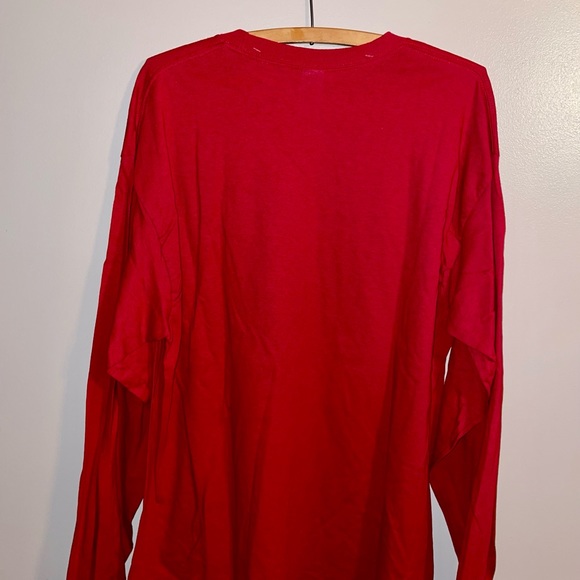 Christmas themed, red long sleeve Guildan t-shirt with white sparkle “JOY”, XL - Picture 3 of 3